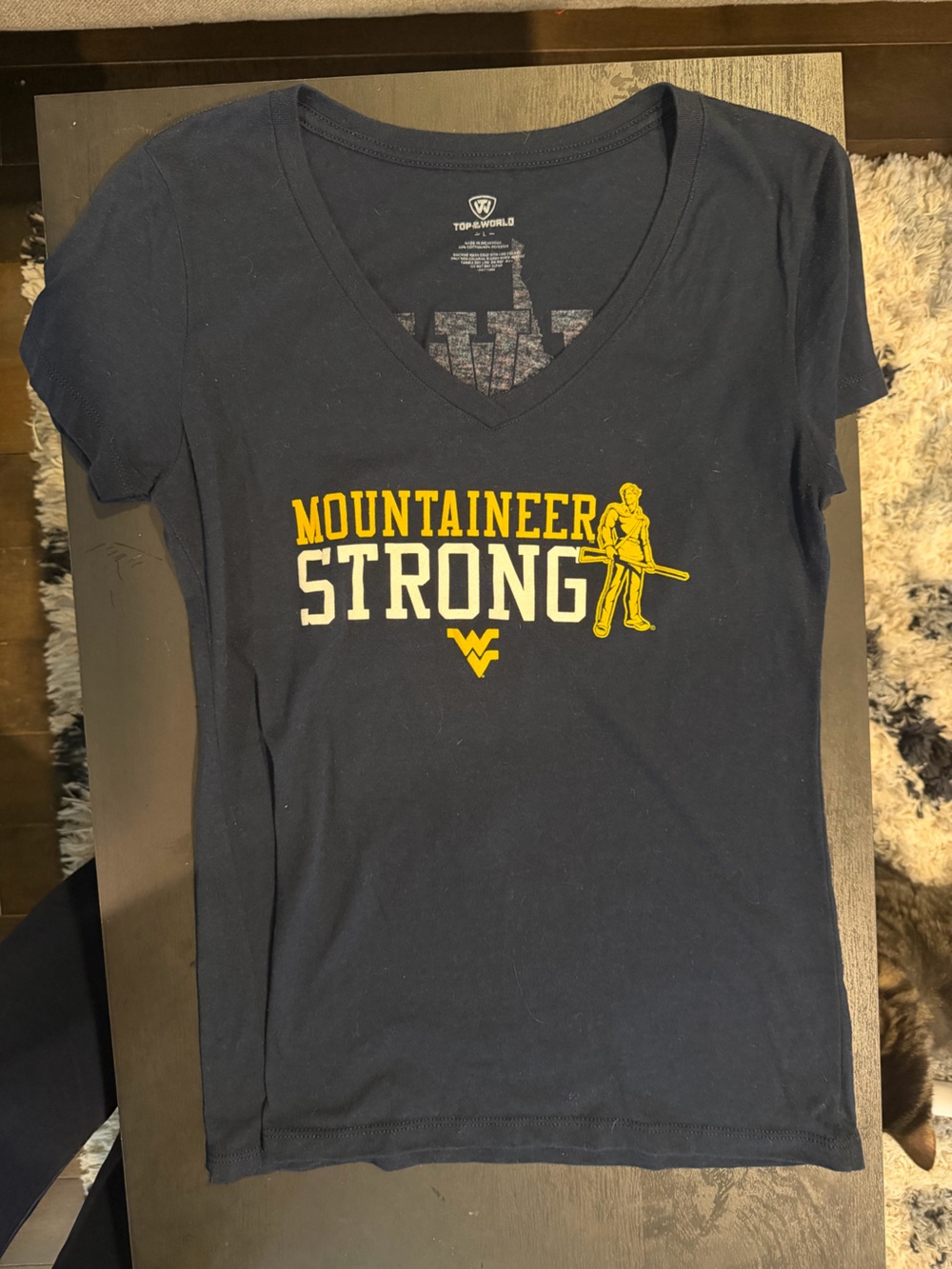 Top of the World Navy T-Shirt with Yellow Mountaineer Graphic